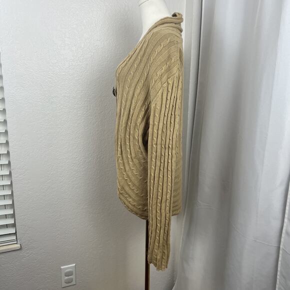 Charter Club Sweater Womens XL Tan Cable Knit Cardigan Old Money Preppy Classic - Picture 4 of 9